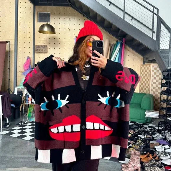 Dressed in LALA Here's To The Weirdos Oversized Cardigan NWT - Picture 5 of 5